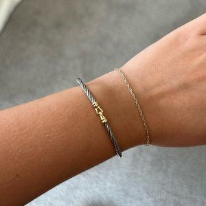 David Yurman Buckle Bangle Bracelet with 18k gold, 3mm